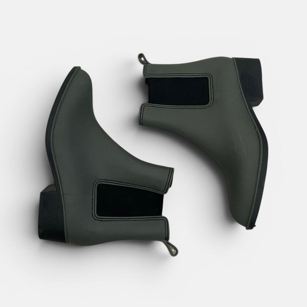 Urban Outfitters Olive Green Matte Rubber Chelsea Rain Boots